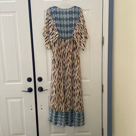 Kiyonna PLUS Maxi Meadow Dream Womens 1X Flutter Sleeves Animal Print Geometric - Picture 2 of 12